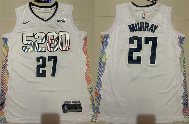 Men's White Denver Nuggets #27 Jamal Murray 2024-25 City Edition Stitched Basketball Jersey